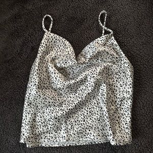 Satin Cami Top with Draped Collar- Cheetah Print Sz L